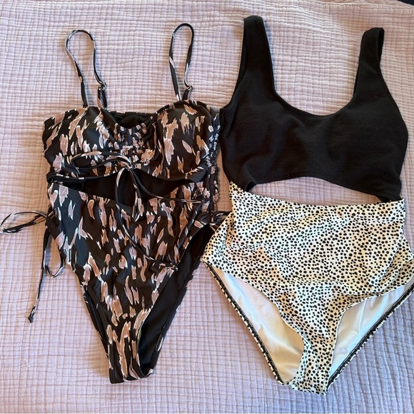 2 Stylish Swimsuits, both cutout in the middle. Size L, Excellent condition - Picture 1 of 4